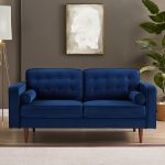 Casey Blue Velvet Loveseat - Image 2