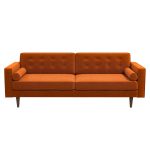 Casey Mid Century Modern Burnt Orange Velvet Sofa - Image 2