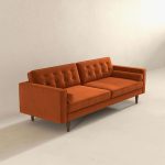 Casey Mid Century Modern Burnt Orange Velvet Sofa - Image 5