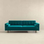 Casey Mid Century Modern Teal Velvet Sofa - Image 2