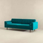 Casey Mid Century Modern Teal Velvet Sofa - Image 3