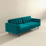 Casey Mid Century Modern Teal Velvet Sofa - Image 4