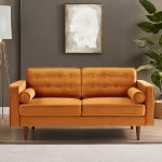 Casey Orange Velvet Loveseat - Image 2