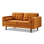 Casey Orange Velvet Loveseat - Image 4