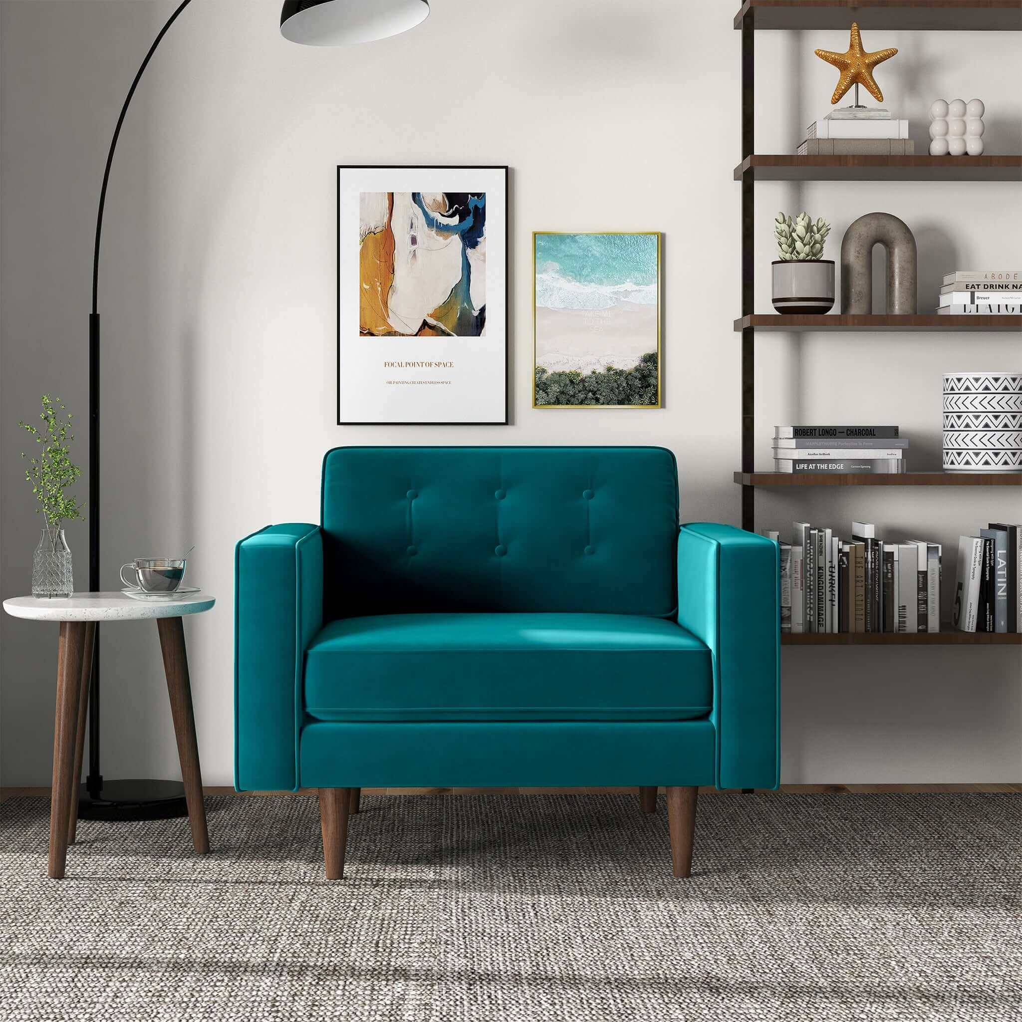 Casey Teal Velvet Lounge Chair Casey Teal Velvet Lounge Chair