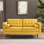Casey Yellow Velvet Loveseat - Image 2
