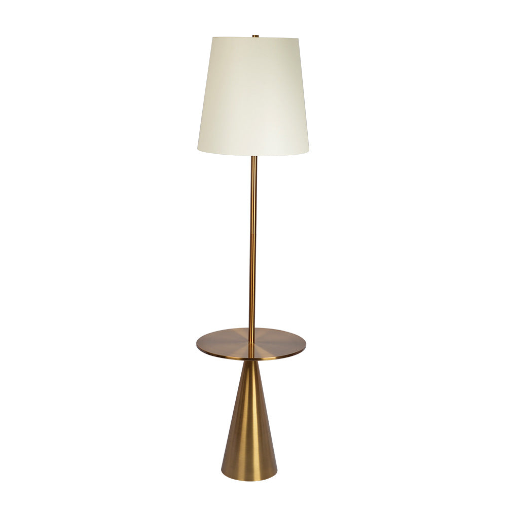 Celestial Modern Floor Lamp with Brass Accent Table with Large White Shade Celestial Modern Floor Lamp with Brass Accent Table with Large White Shade