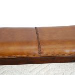 Chad Mid Century Modern Tan Leather Bench - Image 3
