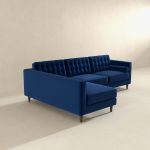Christian  Blue Velvet Sectional Sofa Left Facing - Image 3