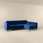 Christian  Blue Velvet Sectional Sofa Right Facing - Image 3