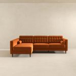 Christian  Burnt Orange Velvet Sectional Sofa Left Facing - Image 2