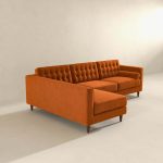Christian  Burnt Orange Velvet Sectional Sofa Left Facing - Image 3
