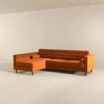 Christian  Burnt Orange Velvet Sectional Sofa Left Facing - Image 4