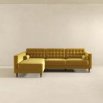 Christian  Dark Yellow Velvet Sectional Sofa Left Facing - Image 2