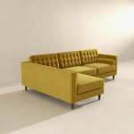 Christian  Dark Yellow Velvet Sectional Sofa Left Facing - Image 3