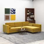 Christian  Dark Yellow Velvet Sectional Sofa Right Facing - Image 2