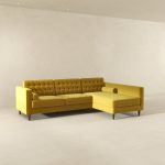 Christian  Dark Yellow Velvet Sectional Sofa Right Facing - Image 3