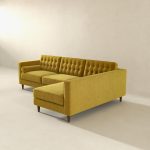 Christian  Dark Yellow Velvet Sectional Sofa Right Facing - Image 5