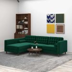 Christian Green Velvet Sectional Sofa Left Facing - Image 2