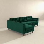 Christian Green Velvet Sectional Sofa Left Facing - Image 3
