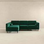 Christian Green Velvet Sectional Sofa Left Facing - Image 4