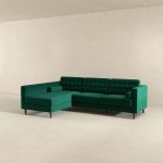 Christian Green Velvet Sectional Sofa Left Facing - Image 5