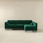 Christian Green Velvet Sectional Sofa Right Facing - Image 3