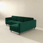 Christian Green Velvet Sectional Sofa Right Facing - Image 4