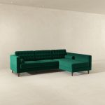 Christian Green Velvet Sectional Sofa Right Facing - Image 5