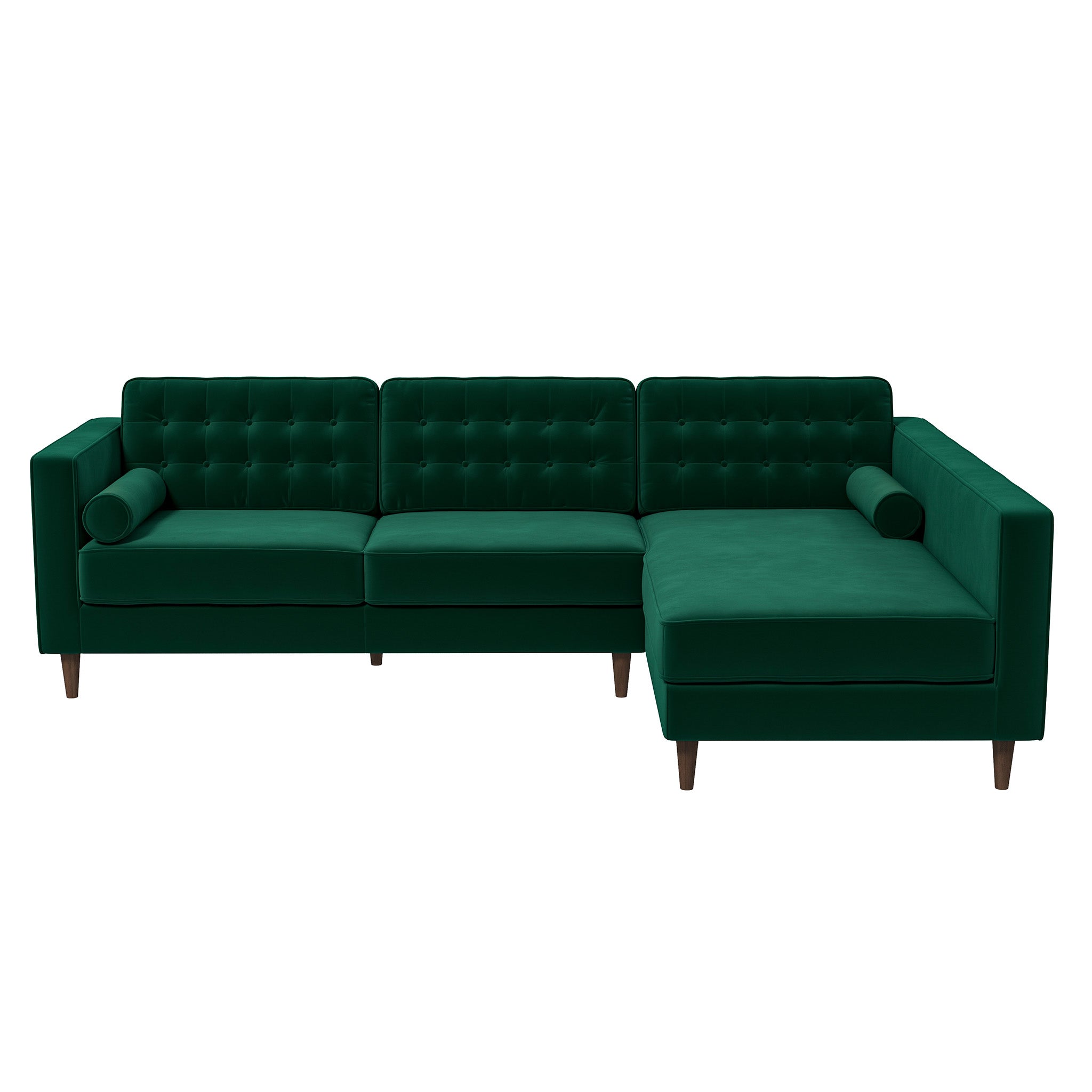 Christian Green Velvet Sectional Sofa Right Facing Christian Green Velvet Sectional Sofa Right Facing