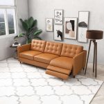 Christopher Tan Leather Electric Inclining Sofa Right Facing - Image 5