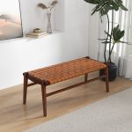 Cody Tan Leather Bench - Image 2