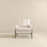 Cole  Solid Wood Beige Velvet Lounge Chair - Image 3