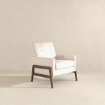 Cole  Solid Wood Beige Velvet Lounge Chair - Image 4