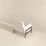 Cole  Solid Wood Beige Velvet Lounge Chair - Image 5