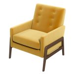 Cole Solid Wood Dark Yellow Velvet Lounge Chair - Image 2