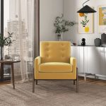 Cole Solid Wood Dark Yellow Velvet Lounge Chair - Image 3