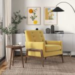 Cole Solid Wood Dark Yellow Velvet Lounge Chair - Image 4