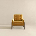 Cole Solid Wood Dark Yellow Velvet Lounge Chair - Image 5