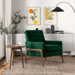 Cole  Solid Wood Green Velvet Lounge Chair - Image 2