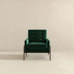 Cole  Solid Wood Green Velvet Lounge Chair - Image 3