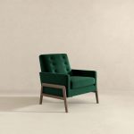 Cole  Solid Wood Green Velvet Lounge Chair - Image 4