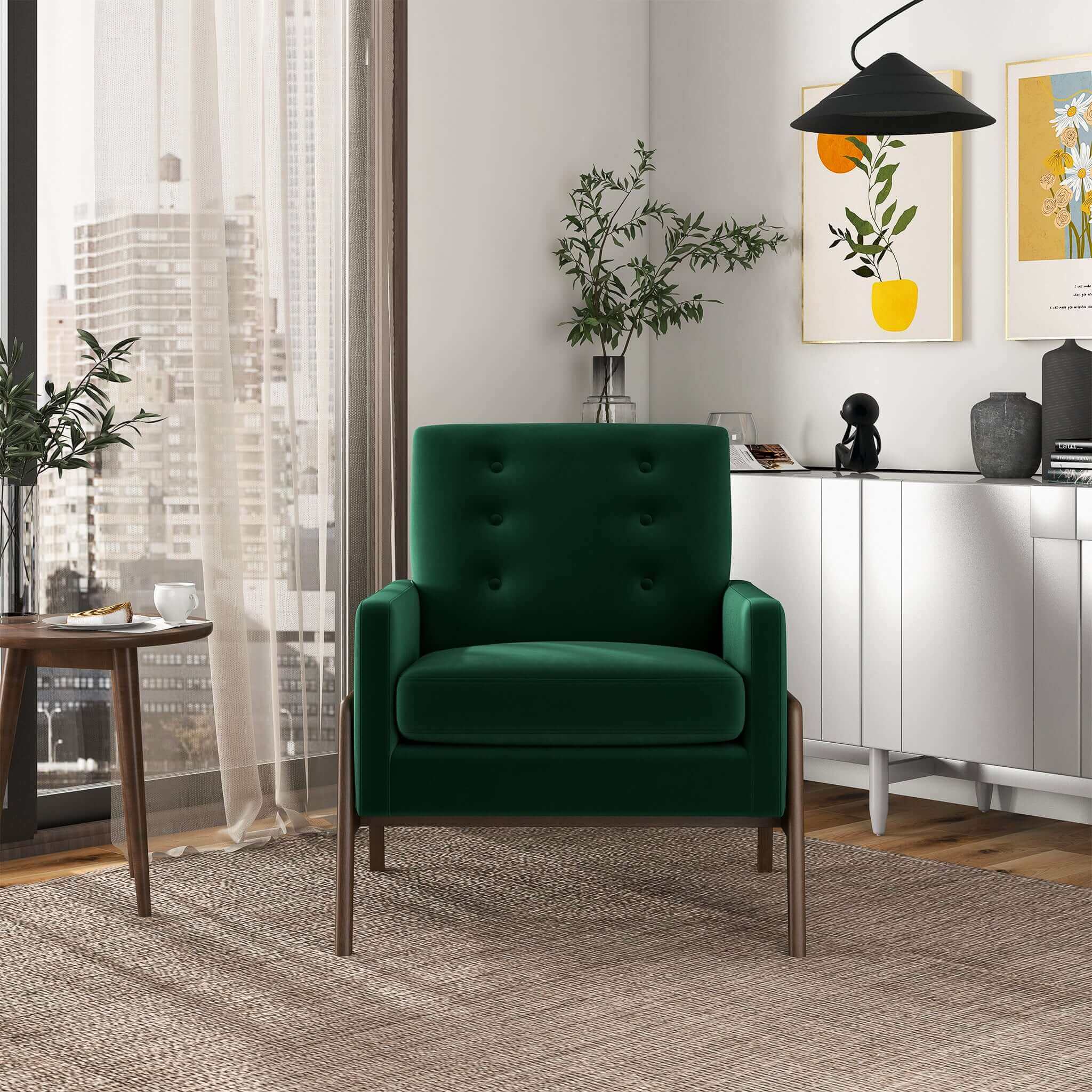 Cole Solid Wood Green Velvet Lounge Chair Cole Solid Wood Green Velvet Lounge Chair