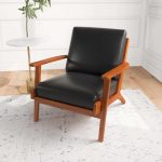 Connor Solid Wood Genuine Leather Lounge Chair - Image 2