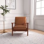 Connor Solid Wood Genuine Leather Lounge Chair - Image 3
