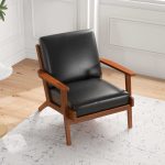 Connor Solid Wood Genuine Leather Lounge Chair - Image 4