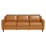 Cooper Mid Century Modern Tan Leather Sofa - Image 2
