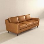 Cooper Mid Century Modern Tan Leather Sofa - Image 5