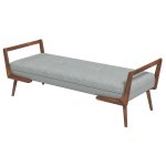 Cora Mid Century Modern Grey Fabric Bench - Image 2