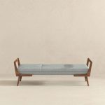 Cora Mid Century Modern Grey Fabric Bench - Image 5